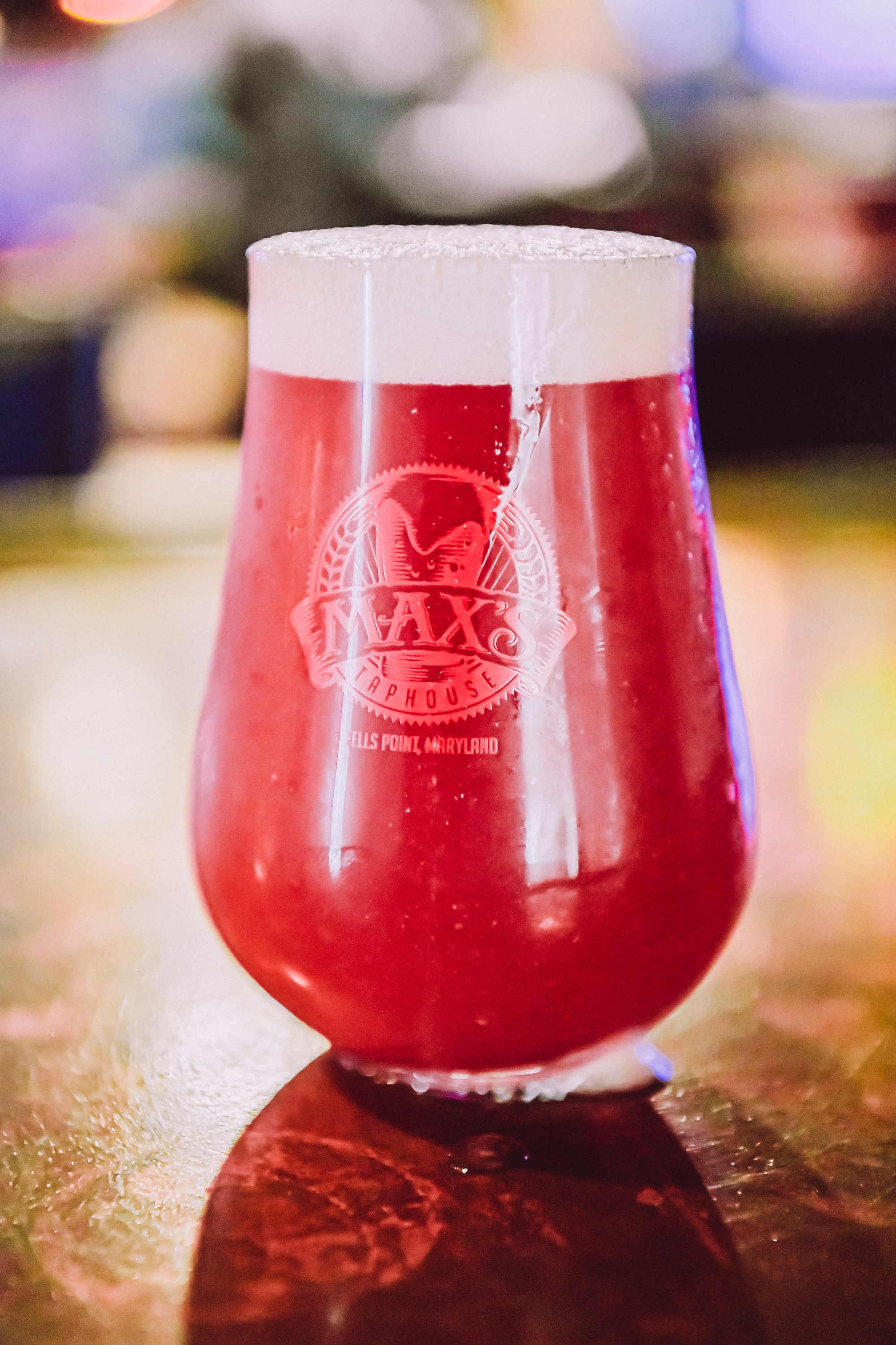 A glass of red beer