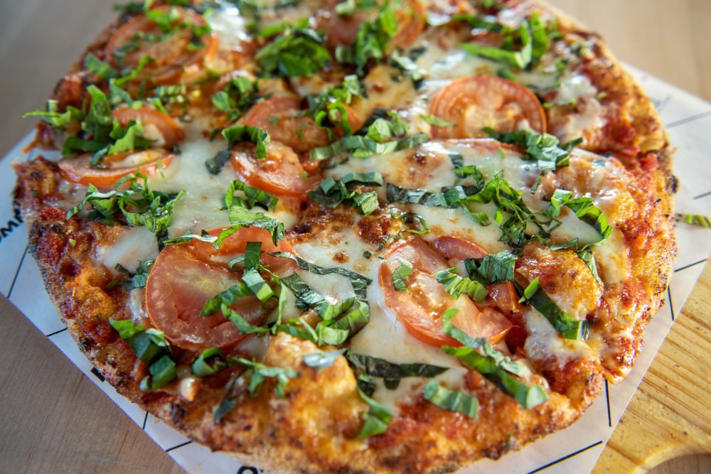 a pizza with toppings
