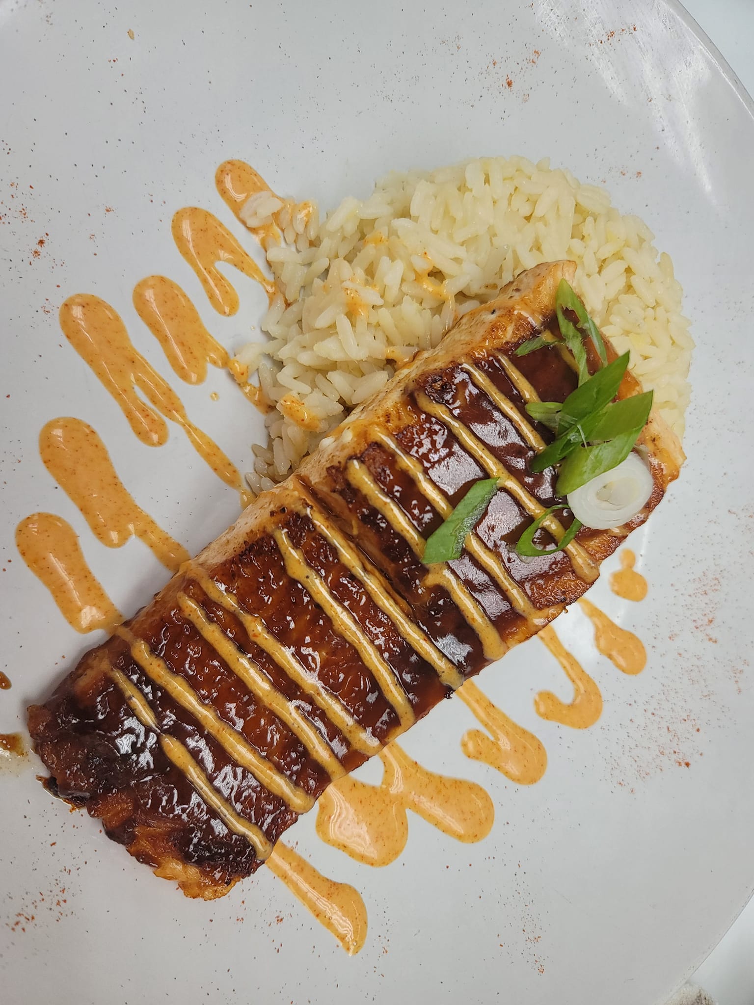 A plate of miso salmon