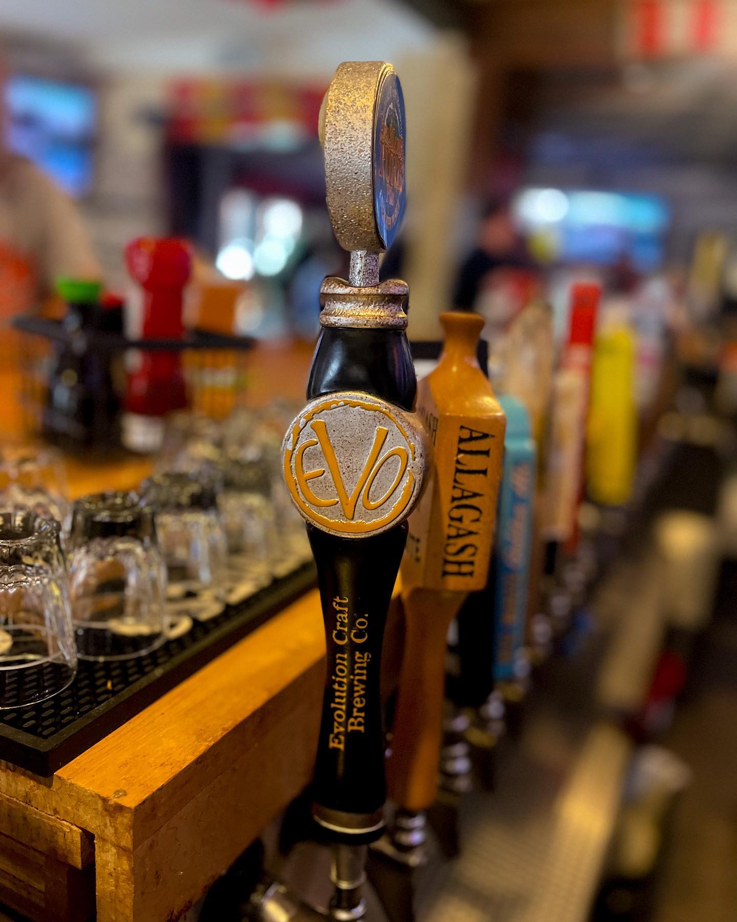 row of beer taps