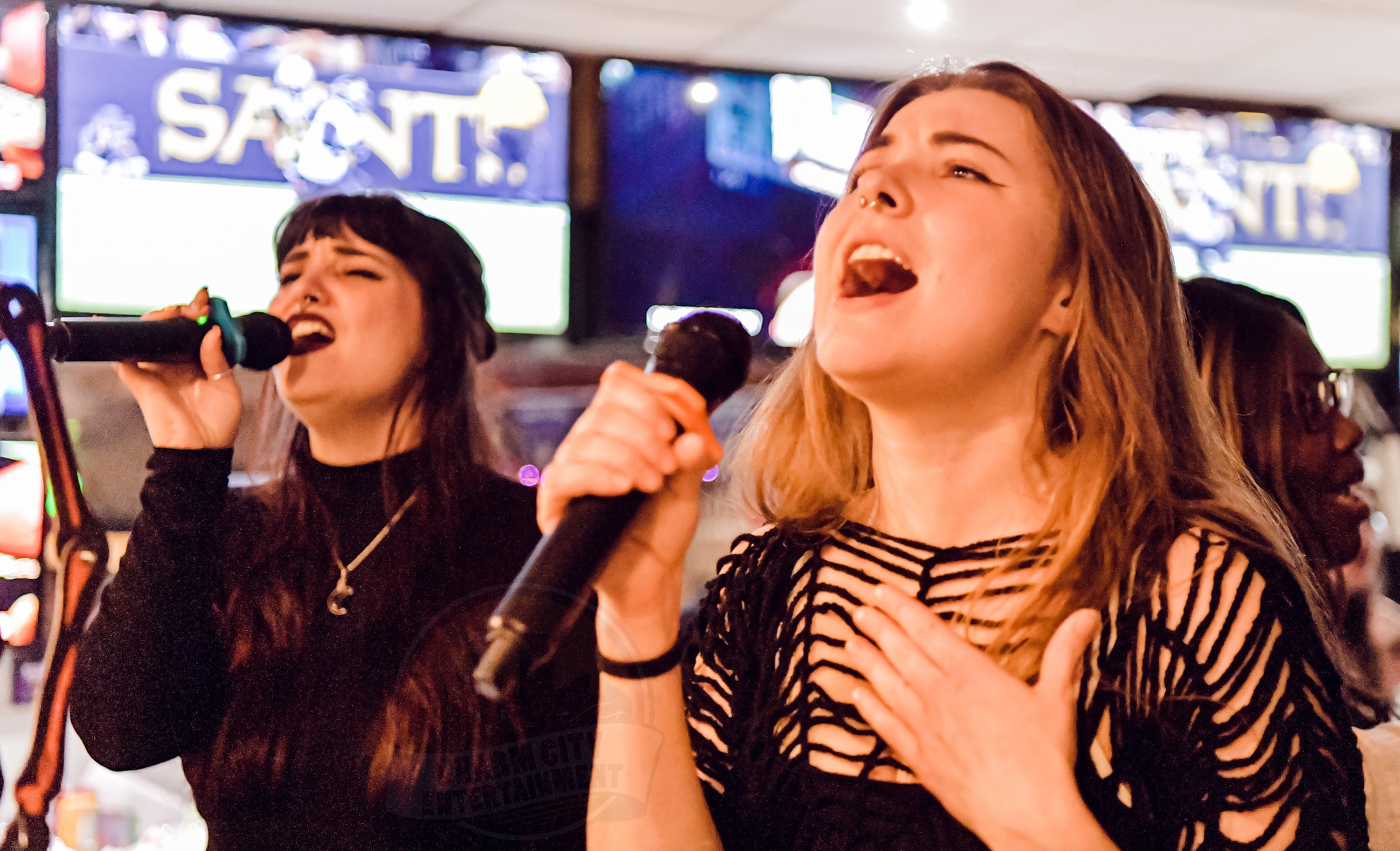 two people singing