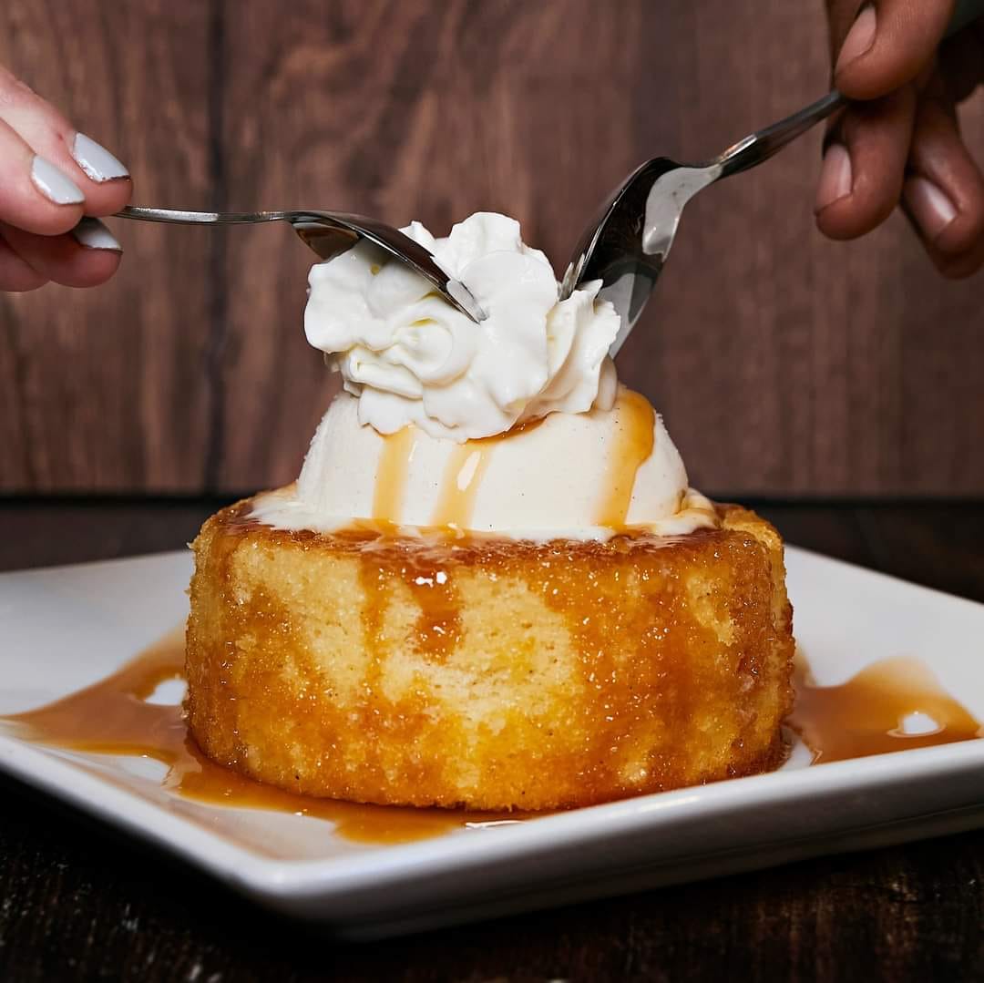 a caramel molten lava cake