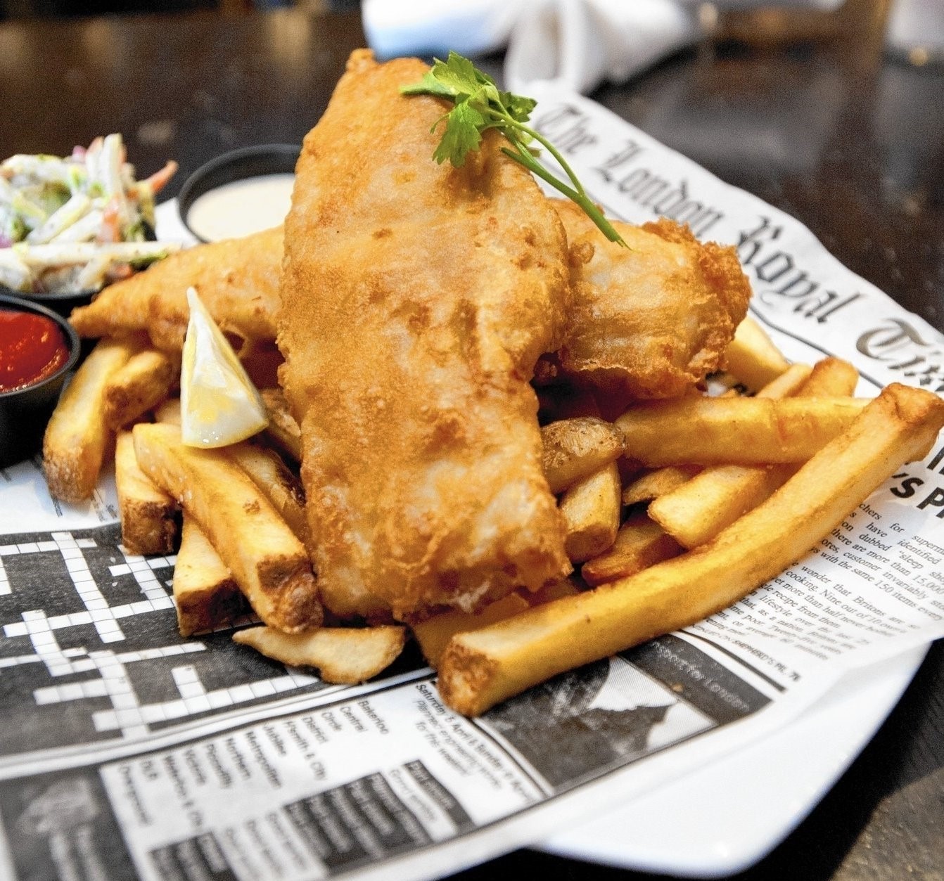 a plate of fish and chips