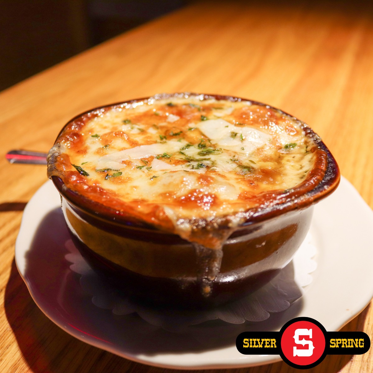 a bowl of french onion soup
