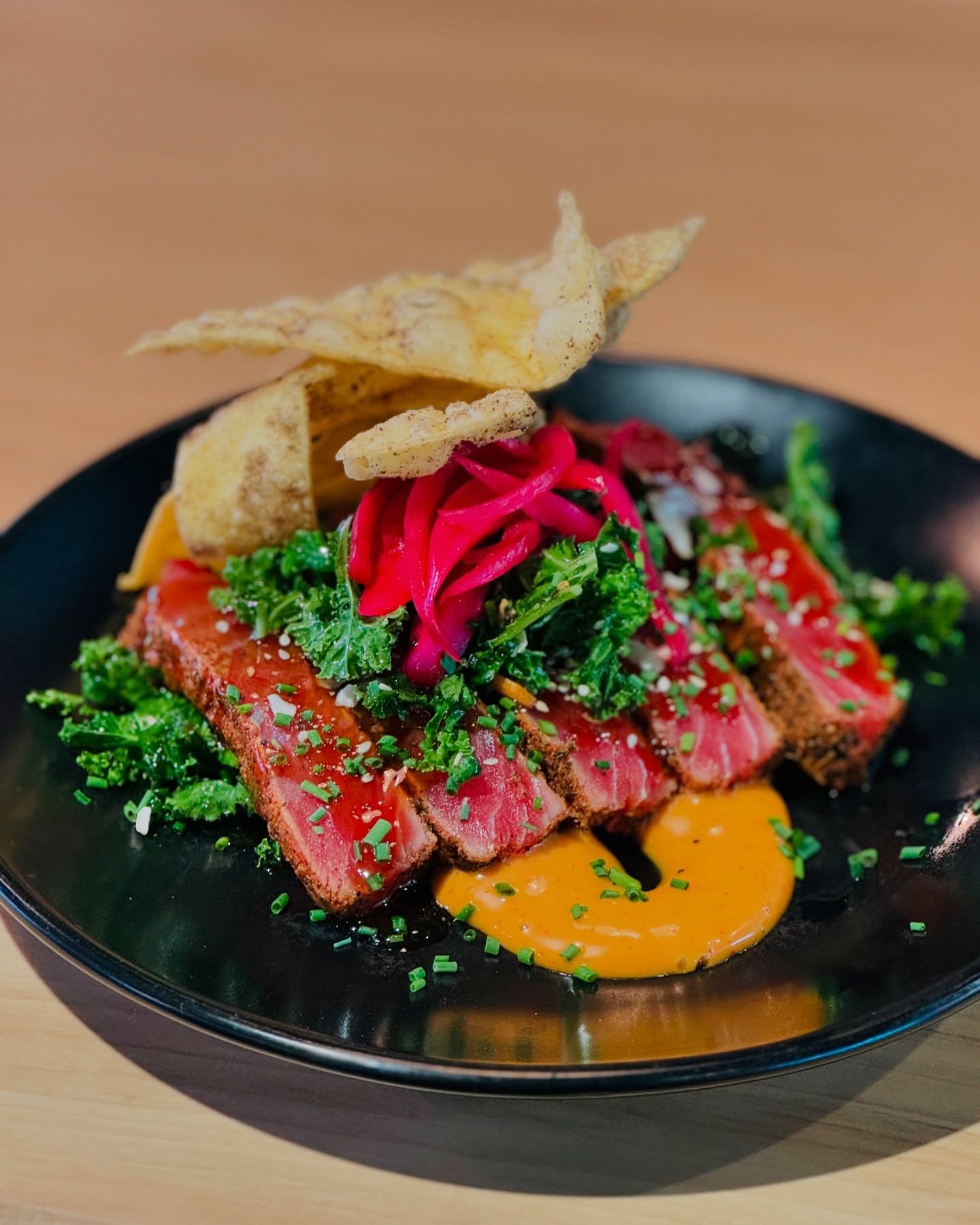 a plate of ahi tuna