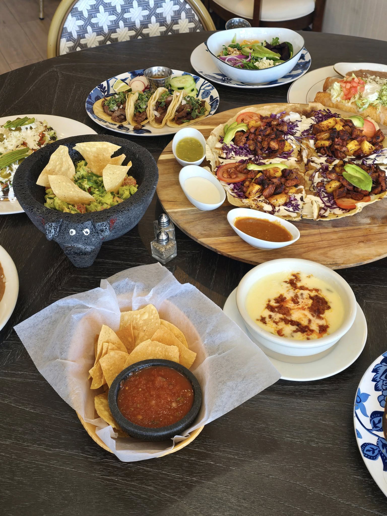 several plates of food on a table