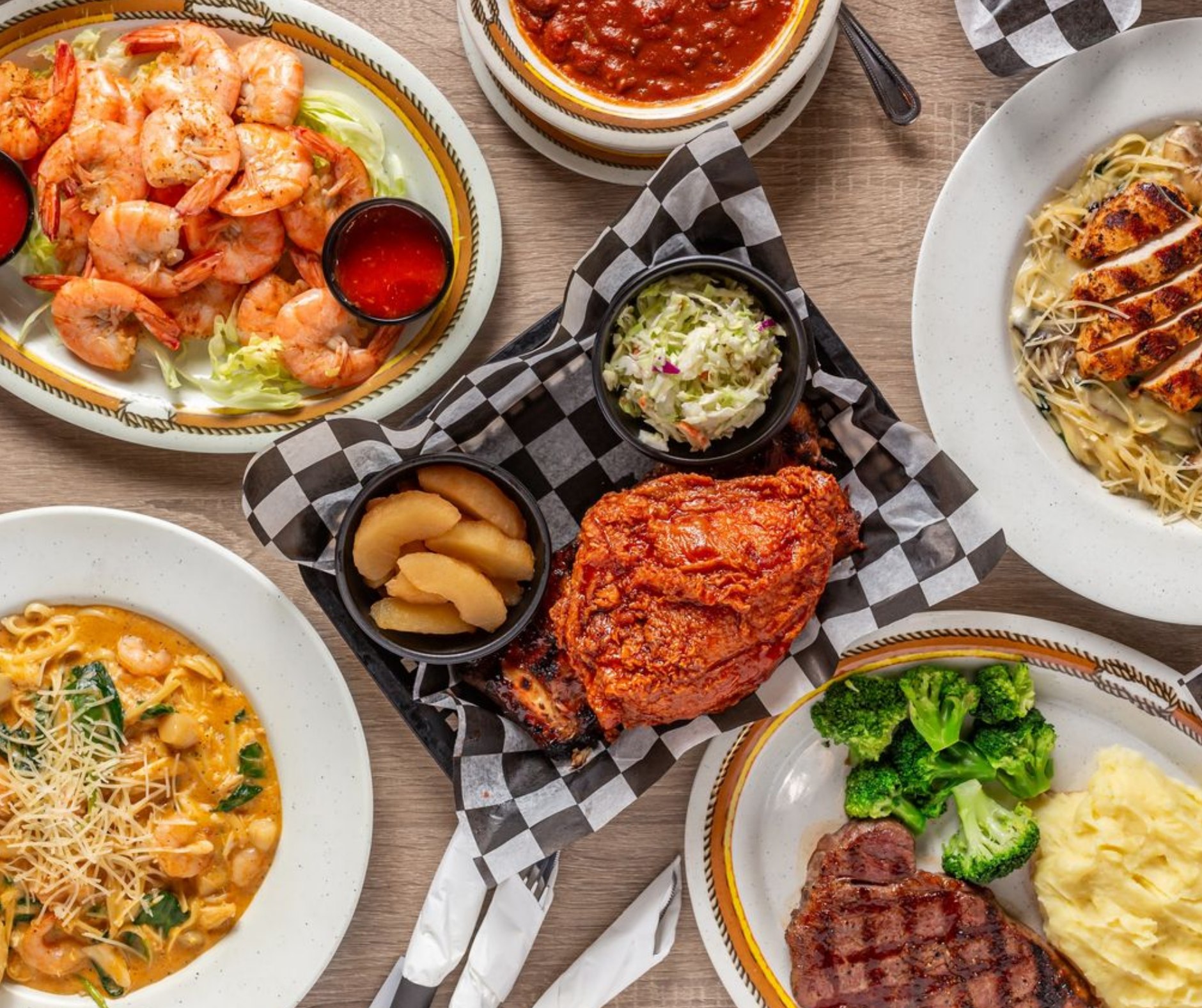 several plates of food on a table
