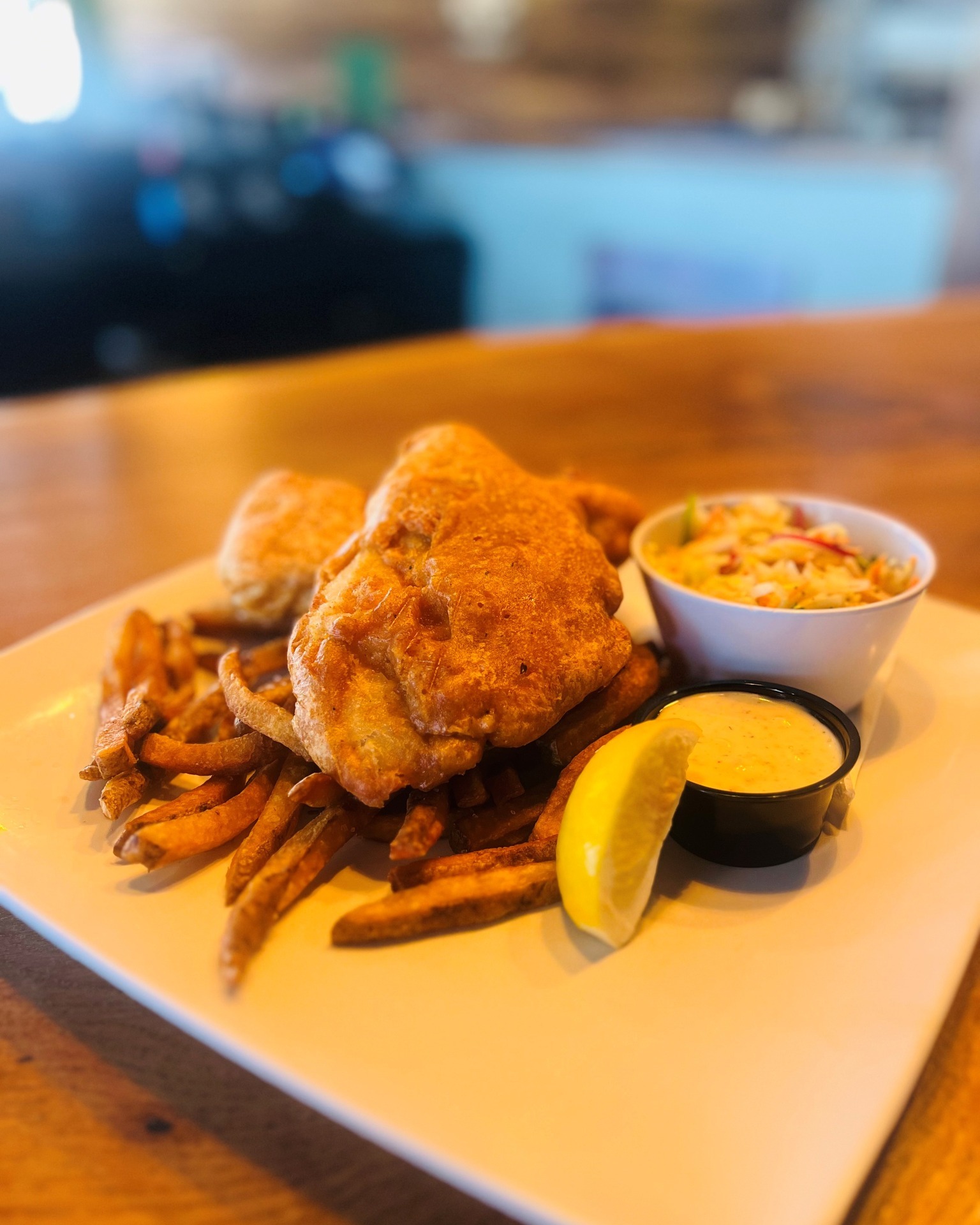 gluten free fish and chips (made in a dedicated fryer)