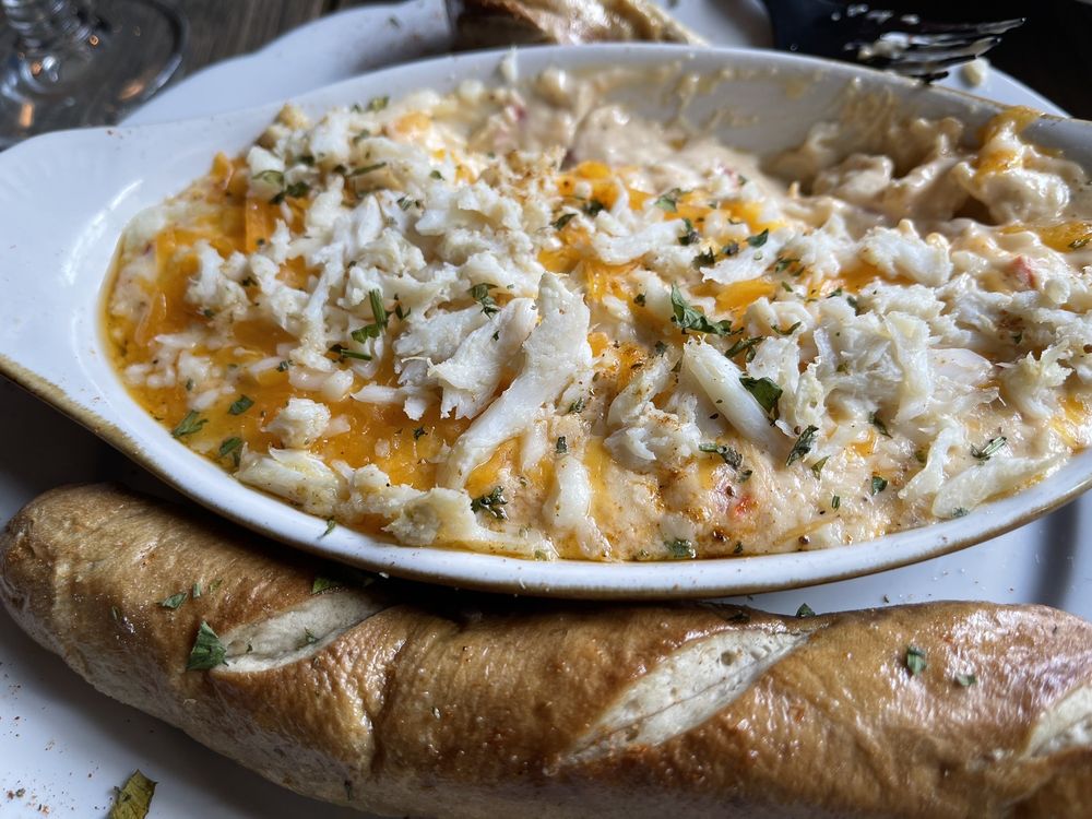 Crab dip with pretzels