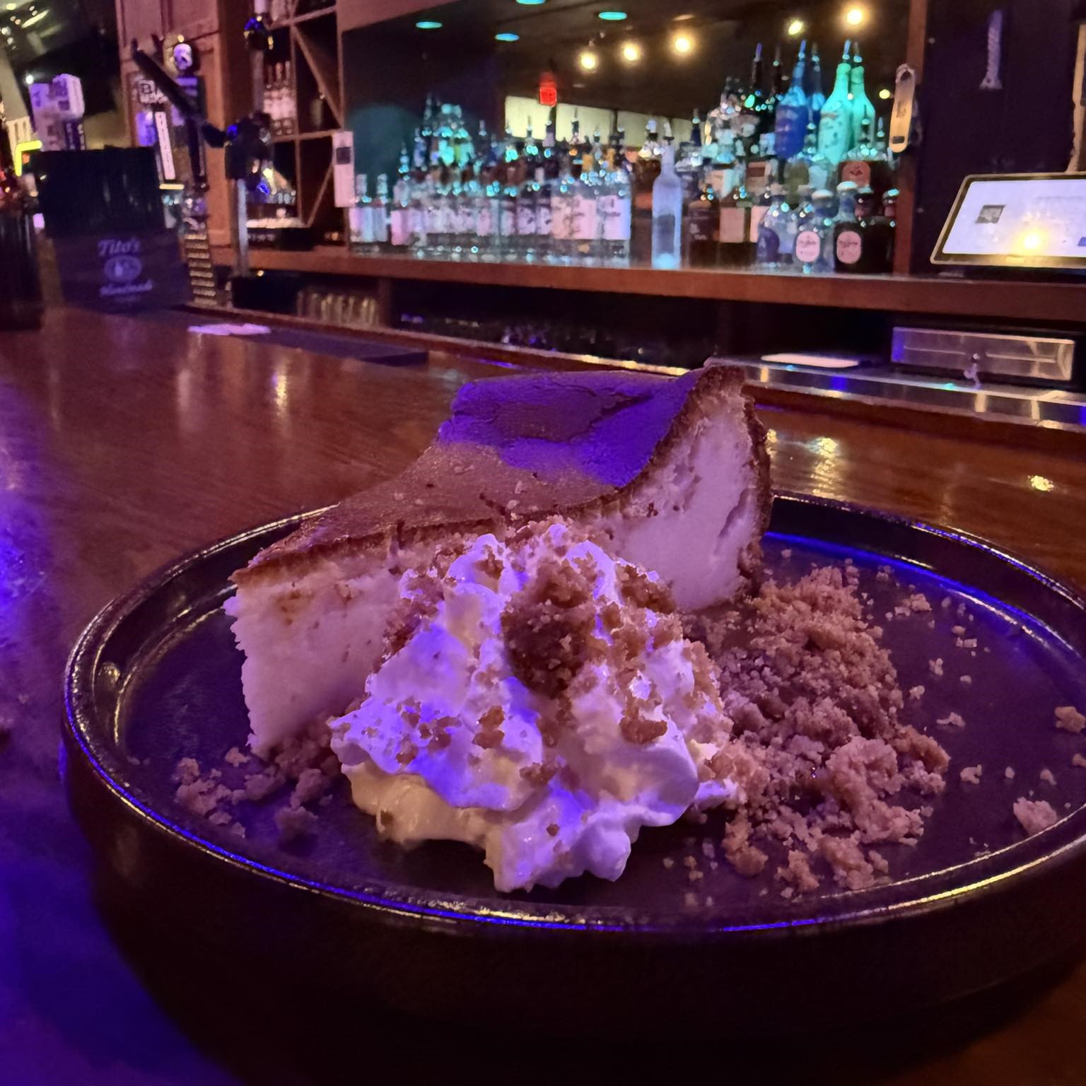 a Basque cheesecake with whipped cream