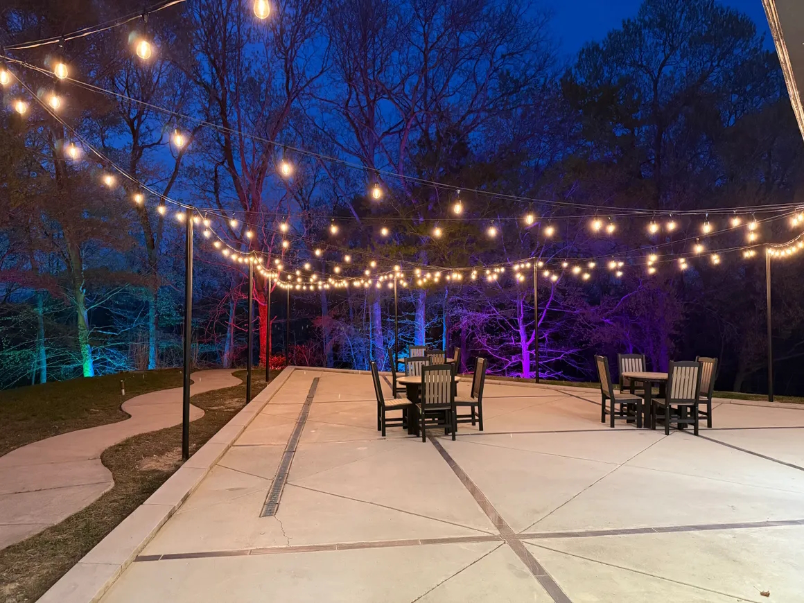 exterior of white oak manor, patio