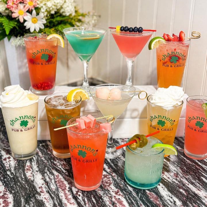 eleven different Spring Cocktails on a table