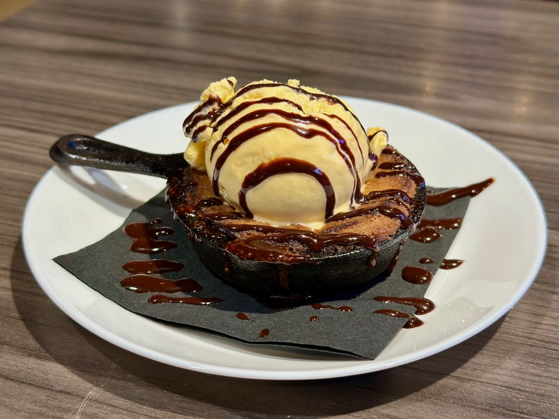 a cookie skillet with ice cream