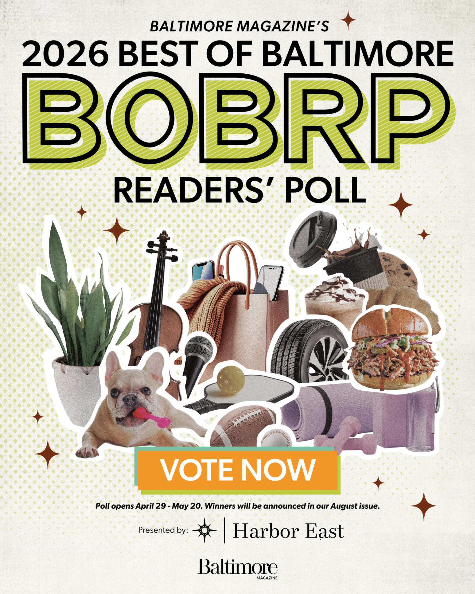 Baltimore Magazine's Best of Baltimore graphic. The text reads: Baltimore Magazine's 2026 Best of Baltimore Readers' Poll. BOBRP. Vote now.