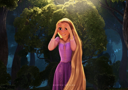 Rapunzel from Tangled dancing excitedly